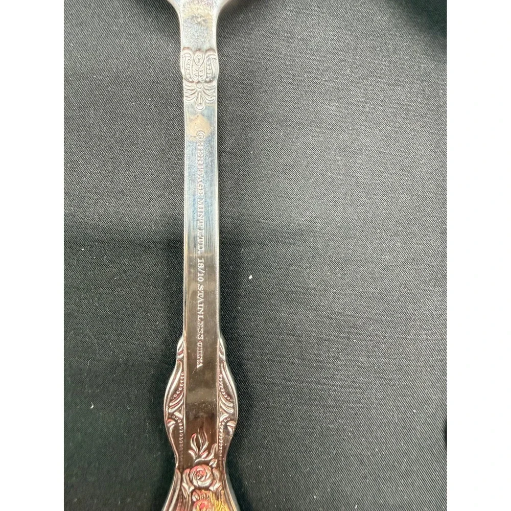 Heritage Mint Ltd 18/10 Stainless Steel Rose Serving Set Slotted Shell Spoon 2pc